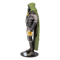 Side view of 18 cm McFarlane Spawn Soul Crusher figure in a green hooded cloak, tactical gear, and black boots.
