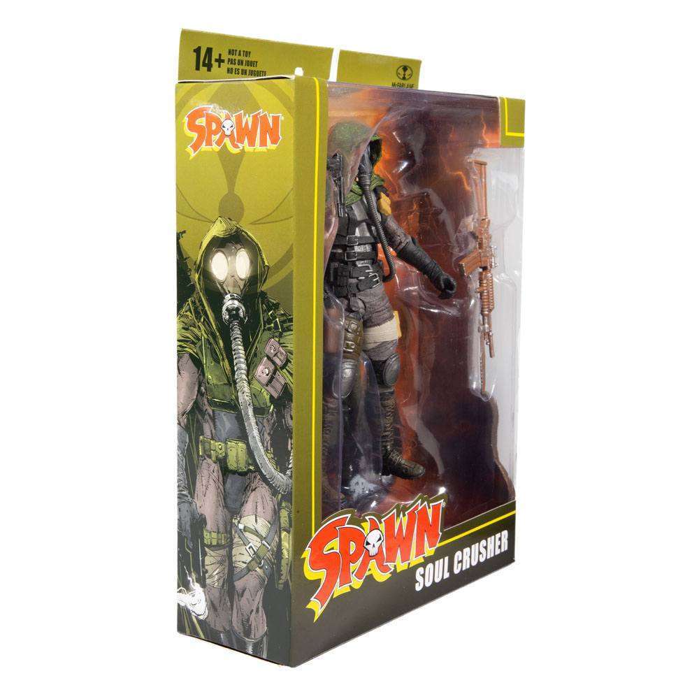 McFarlane Spawn Soul Crusher 18 cm action figure in window box packaging featuring character art and included rifle.