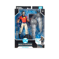 McFarlane Suicide Squad Peacemaker 18 cm action figure in window box packaging with King Shark build-a-figure piece.