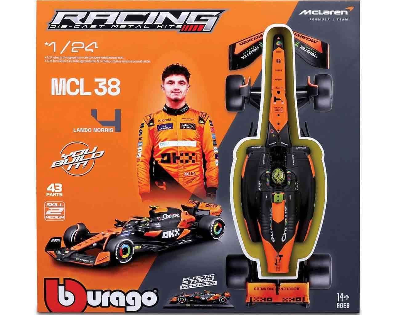 McLaren MCL38 Lando Norris Model Kit 1/24 – Bburago F1 2024 4893993285044 by LAB7 Malta, Europe