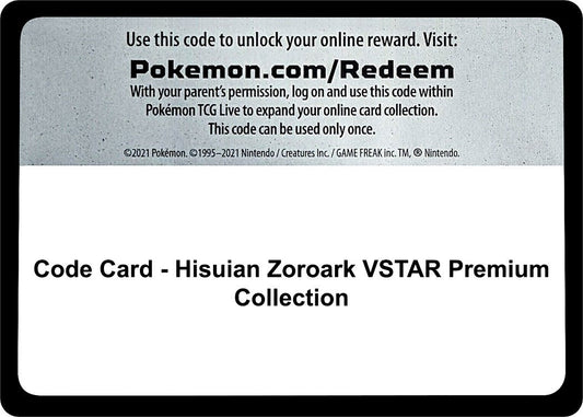 Pokemon - Code Card - Hisuian Zoroark VSTAR Premium Collection (SWSH11: Lost Origin)
