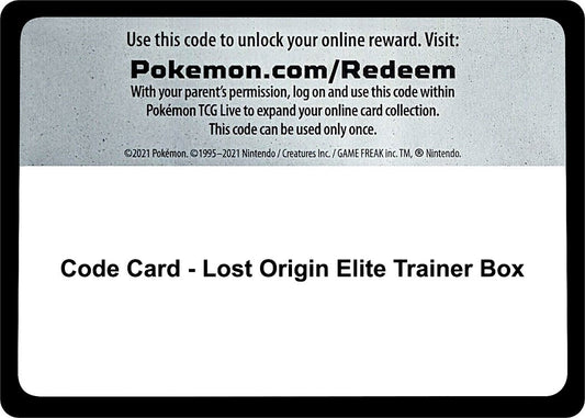 Pokemon - Code Card - Lost Origin Elite Trainer Box (SWSH11: Lost Origin)