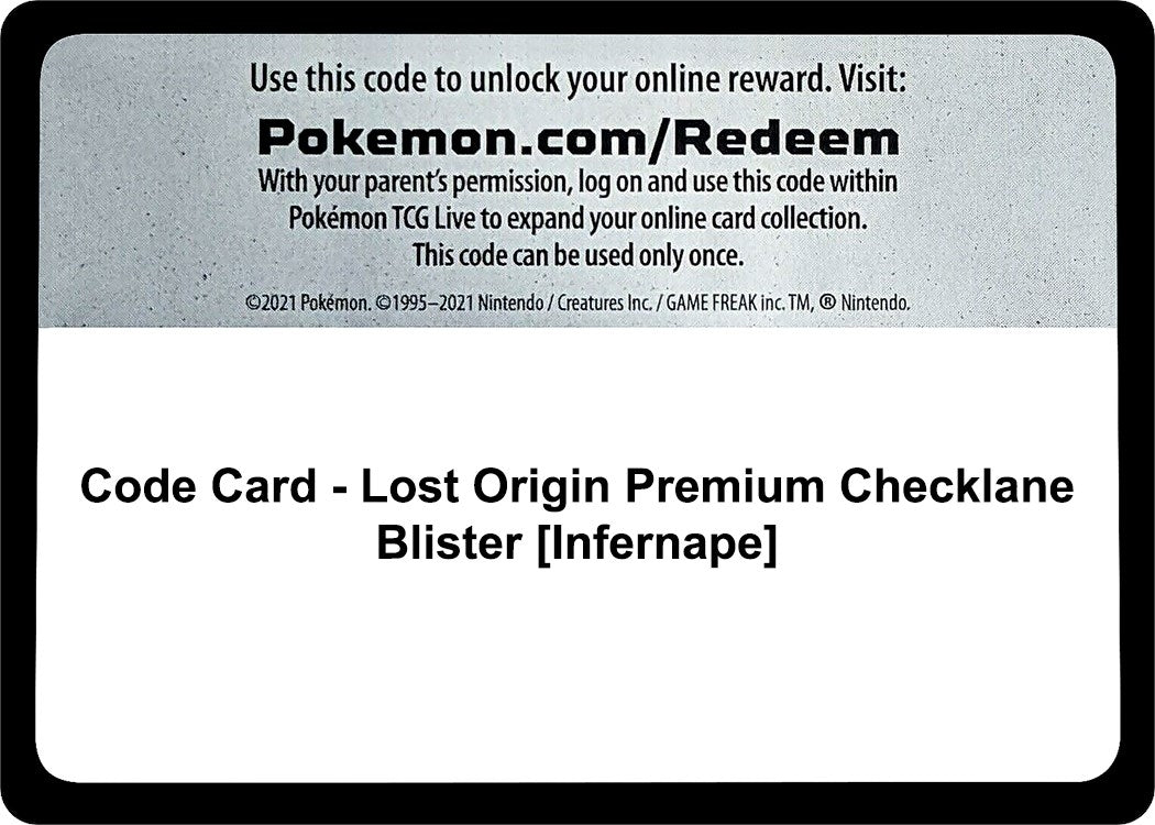 Pokemon - Code Card - Lost Origin Premium Checklane Blister [Infernape] (SWSH11: Lost Origin)
