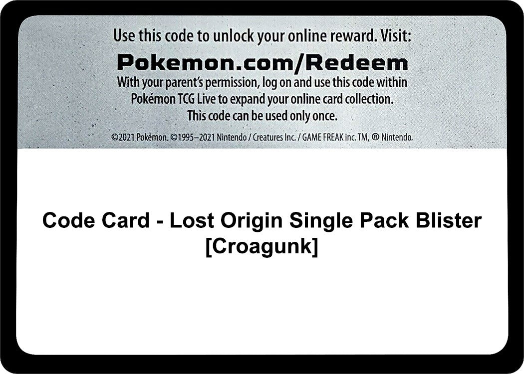 Pokemon - Code Card - Lost Origin Single Pack Blister [Croagunk] (SWSH11: Lost Origin)