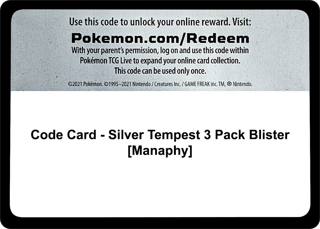 Pokemon - Code Card - Silver Tempest 3 Pack Blister [Manaphy] (SWSH12: Silver Tempest)