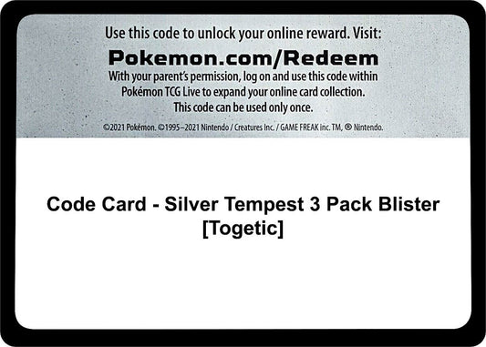 Pokemon - Code Card - Silver Tempest 3 Pack Blister [Togetic] (SWSH12: Silver Tempest)