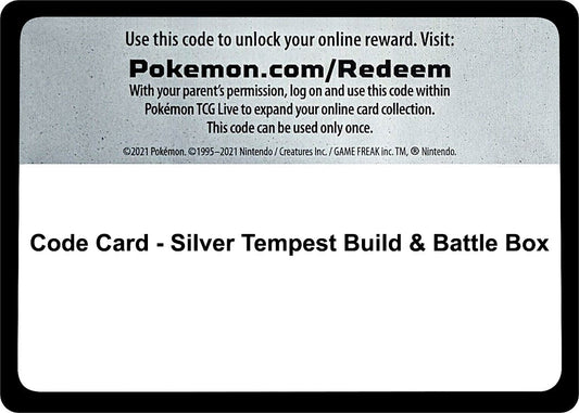 Pokemon - Code Card - Silver Tempest Build & Battle Box (SWSH12: Silver Tempest)
