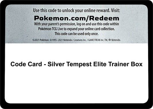 Pokemon - Code Card - Silver Tempest Elite Trainer Box (SWSH12: Silver Tempest)