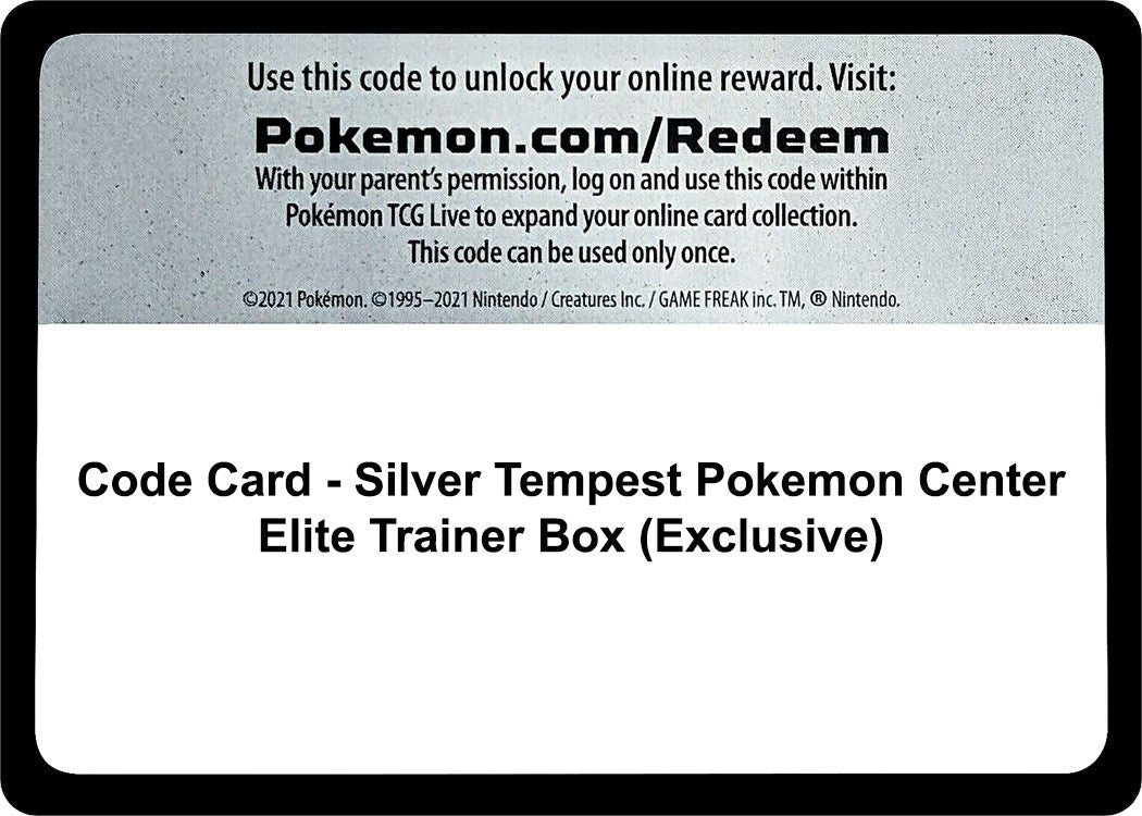Pokemon - Code Card - Silver Tempest Pokemon Center Elite Trainer Box (Exclusive) (SWSH12: Silver Tempest)