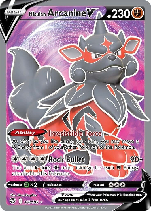 Pokemon - Hisuian Arcanine V (Full Art) (179/195) (SWSH12: Silver Tempest)