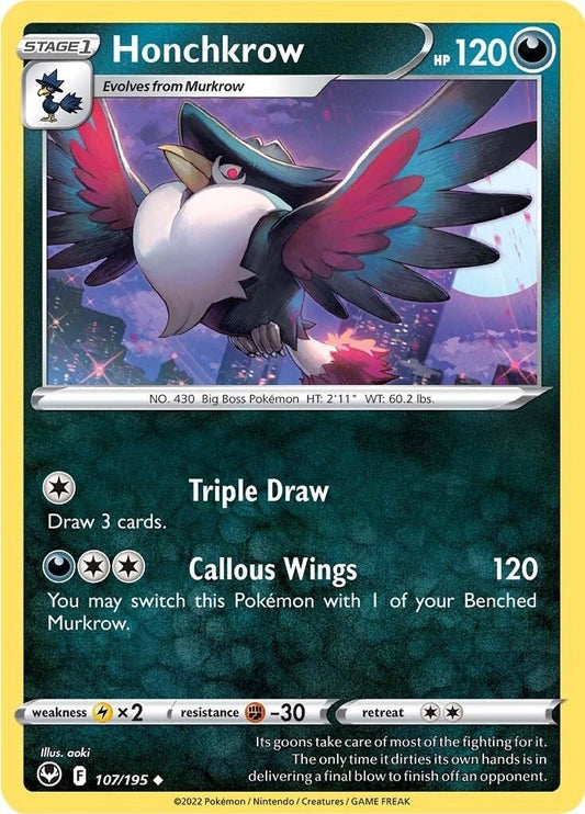 Pokemon - Honchkrow (107/195) (SWSH12: Silver Tempest)