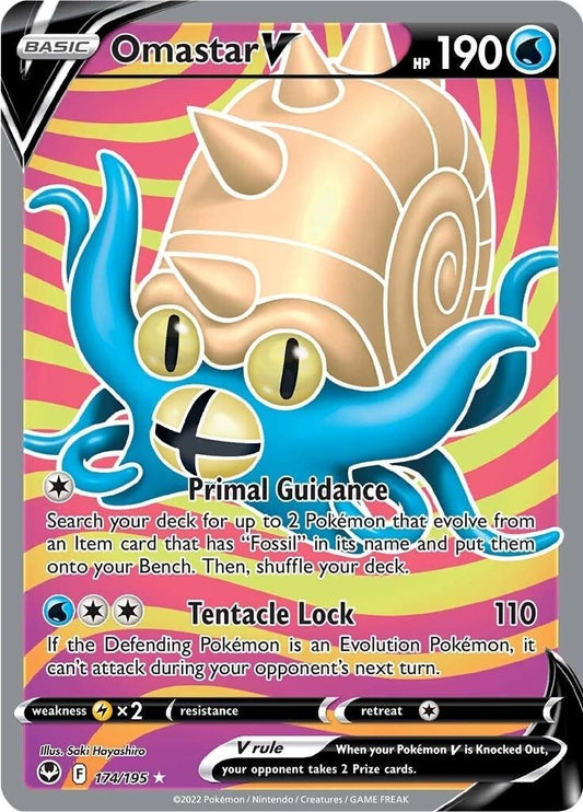 Pokemon - Omastar V (Full Art) (174/195) (SWSH12: Silver Tempest)