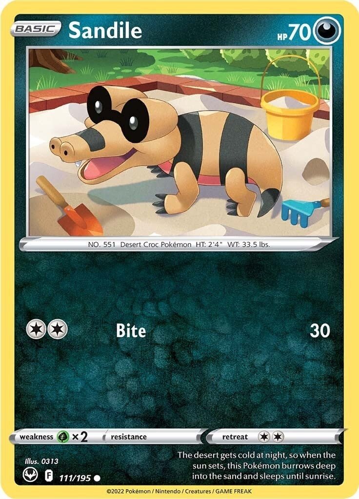 Pokemon - Sandile (111/195) (SWSH12: Silver Tempest)