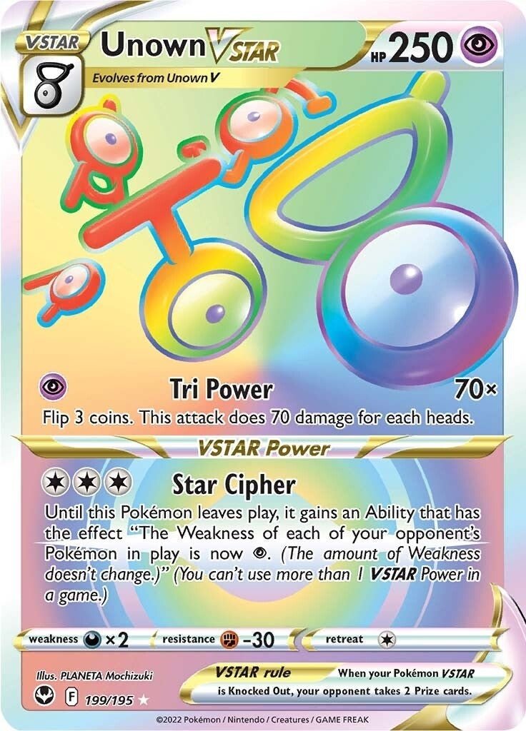 Pokemon - Unown VSTAR (Secret) (199/195) (SWSH12: Silver Tempest)