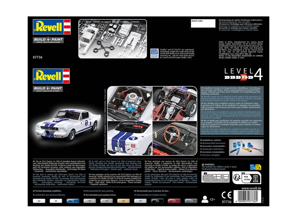 Revell 1966 Shelby GT350R "Stirling Moss" Model Kit (1:24 Scale)