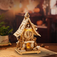 ROKR Cuckoo Clock LC901 – Wooden DIY Fairy Tale Cottage Clock (Natural Wood) by LAB7 Malta, Europe