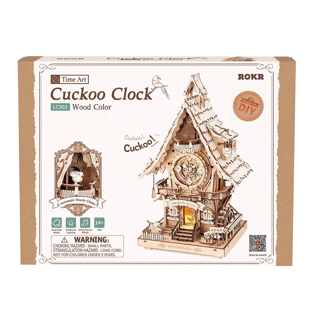 ROKR Cuckoo Clock LC901 – Wooden DIY Fairy Tale Cottage Clock (Natural Wood) by LAB7 Malta, Europe
