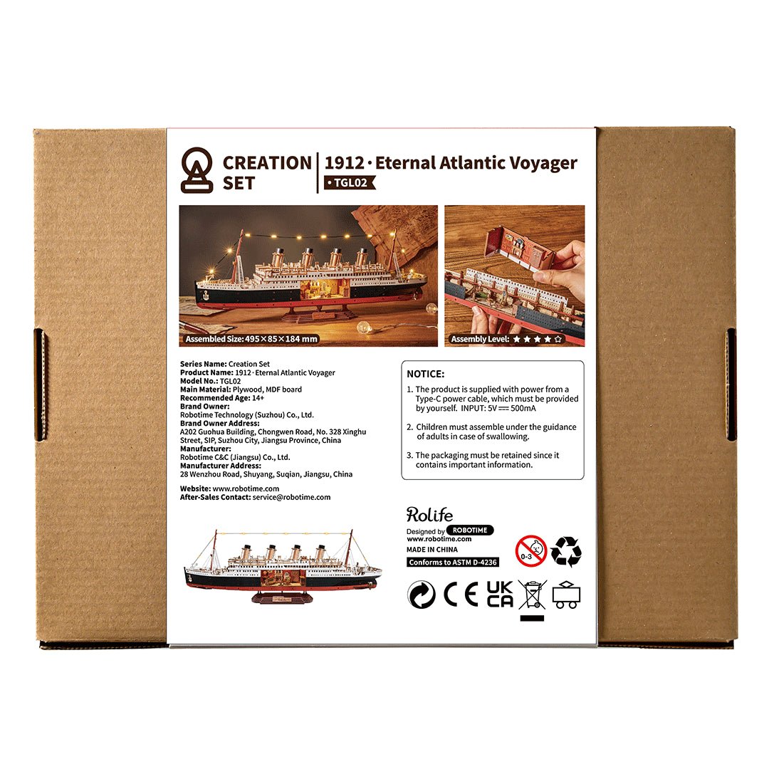 ROKR Eternal Atlantic Voyager TGL02 – 1912 Ocean Liner 3D Wooden Puzzle in Malta | LAB7
