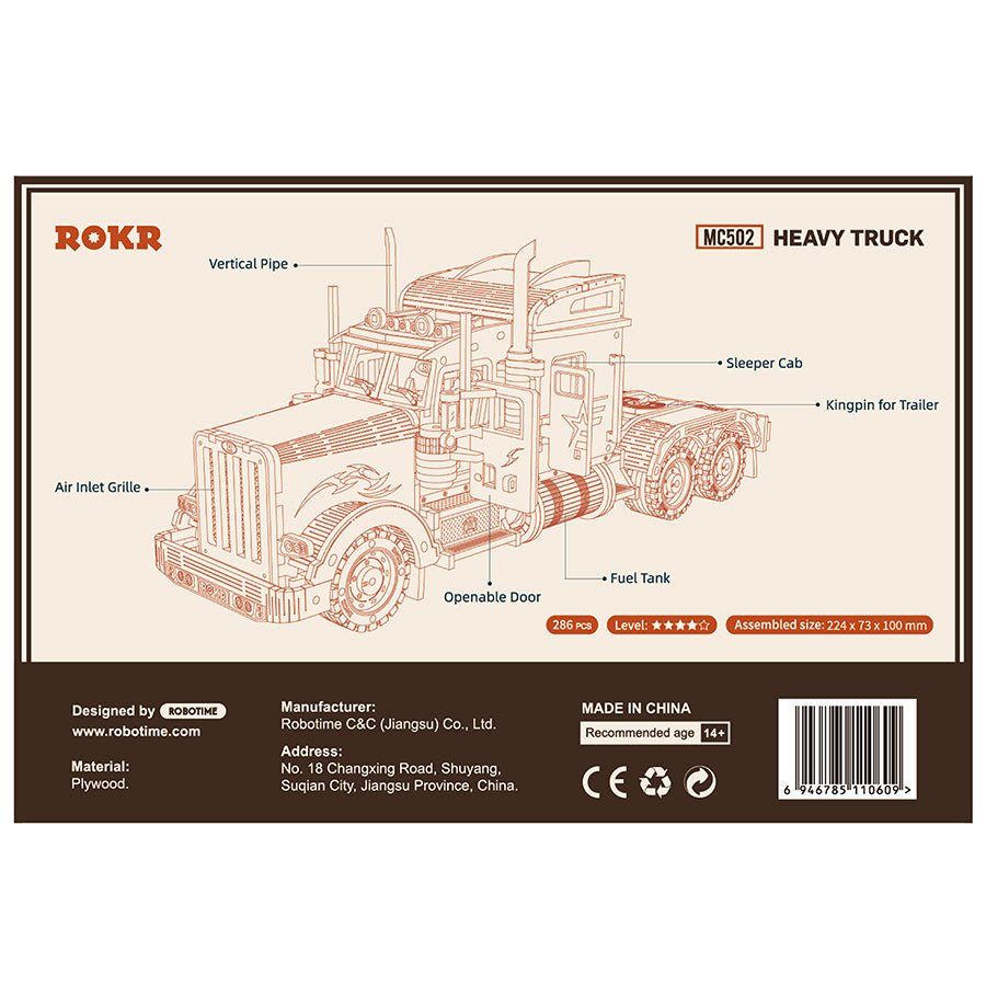 ROKR 3D Wooden Puzzle Heavy Truck MC502 by LAB7 Malta, Europe