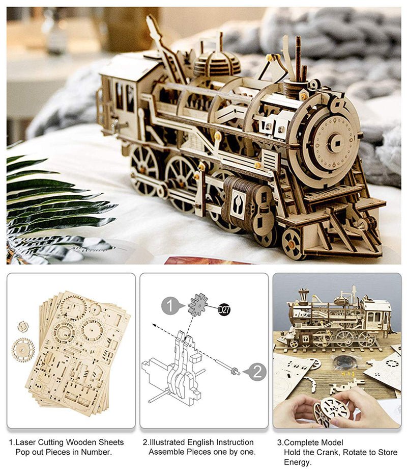 ROKR Locomotive LK701 – Mechanical Gears 3D Wooden Puzzle in Malta | LAB7