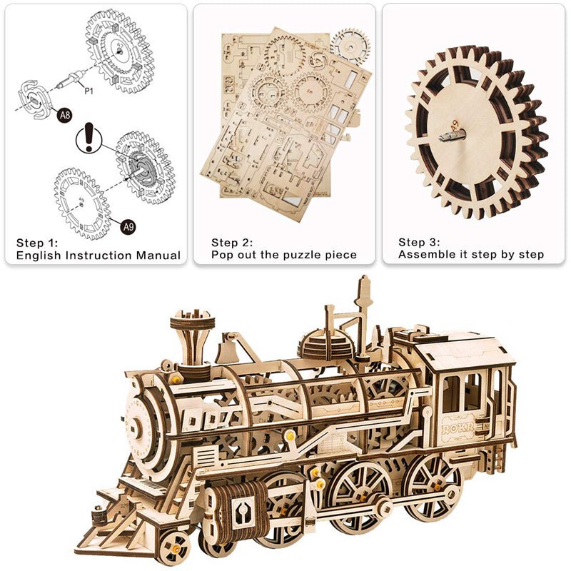 ROKR Locomotive LK701 – Mechanical Gears 3D Wooden Puzzle in Malta | LAB7