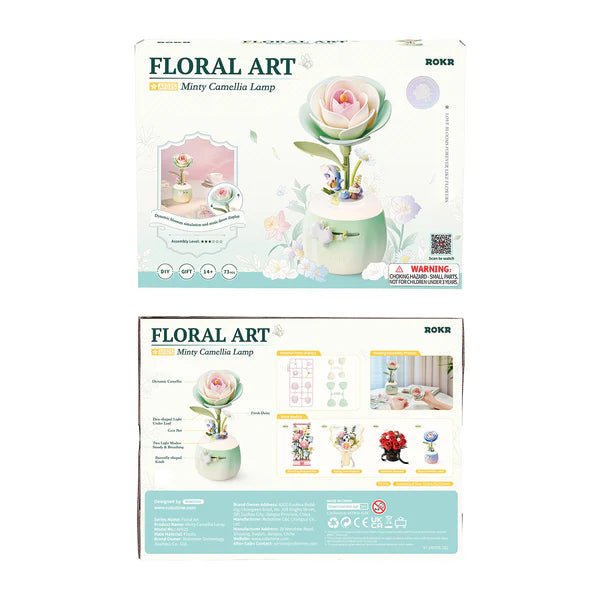ROKR Minty Camellia Lamp AF02S – DIY 3D Flower Night Light with Moving Petals & Adjustable Brightness