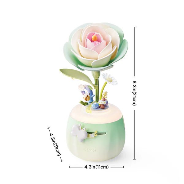 ROKR Minty Camellia Lamp AF02S – DIY 3D Flower Night Light with Moving Petals & Adjustable Brightness