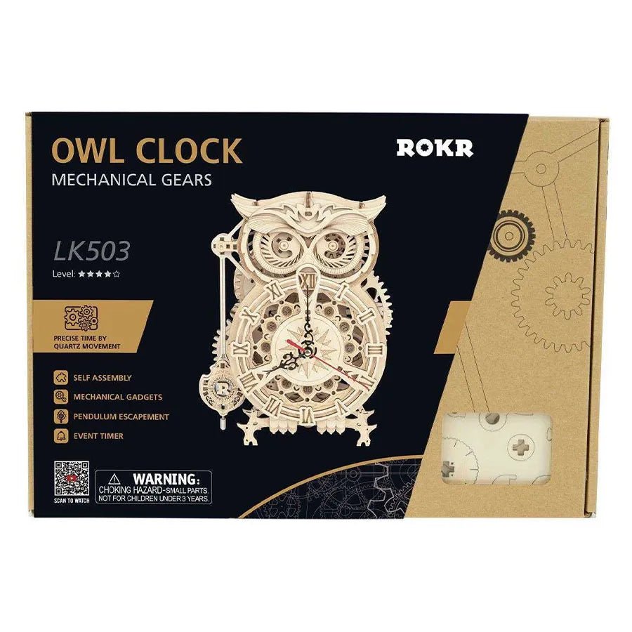 ROKR Owl Clock LK503 – Mechanical Gears 3D Wooden Puzzle in Malta | LAB7