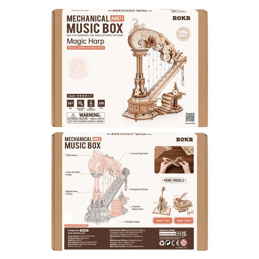 ROKR ROKR Magic Harp Music Box 3D Wooden Puzzle AMK71 by LAB7 Malta, Europe