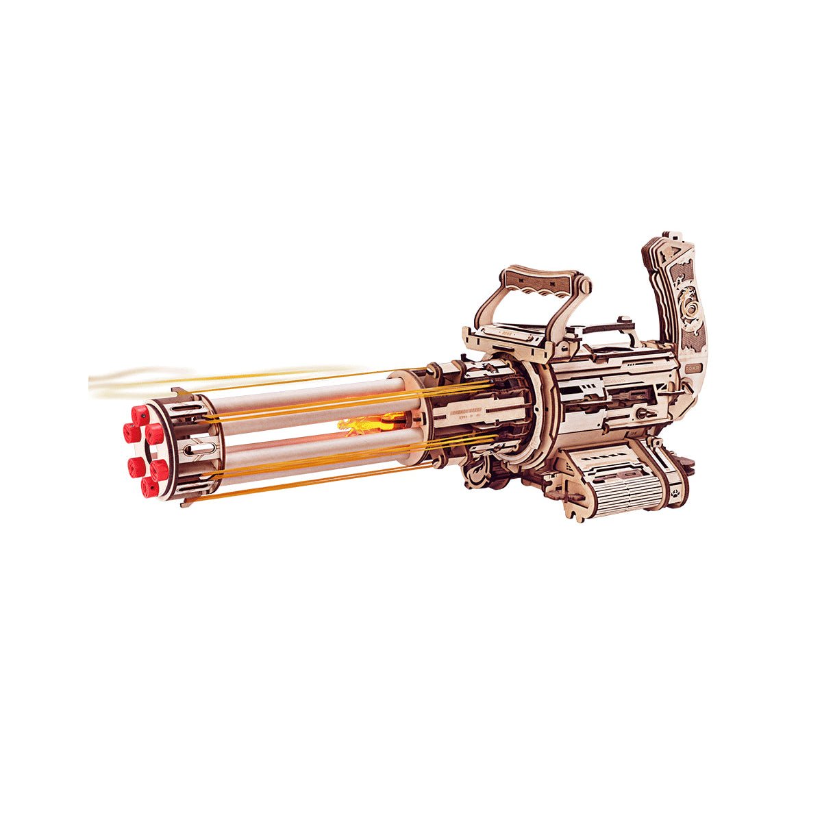 ROKR Rotating-Barrel Machine Gun LQA01 – Mechanical 3D Wooden Puzzle & Rubber Band Shooter