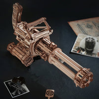 ROKR Rotating-Barrel Machine Gun LQA01 – Mechanical 3D Wooden Puzzle & Rubber Band Shooter