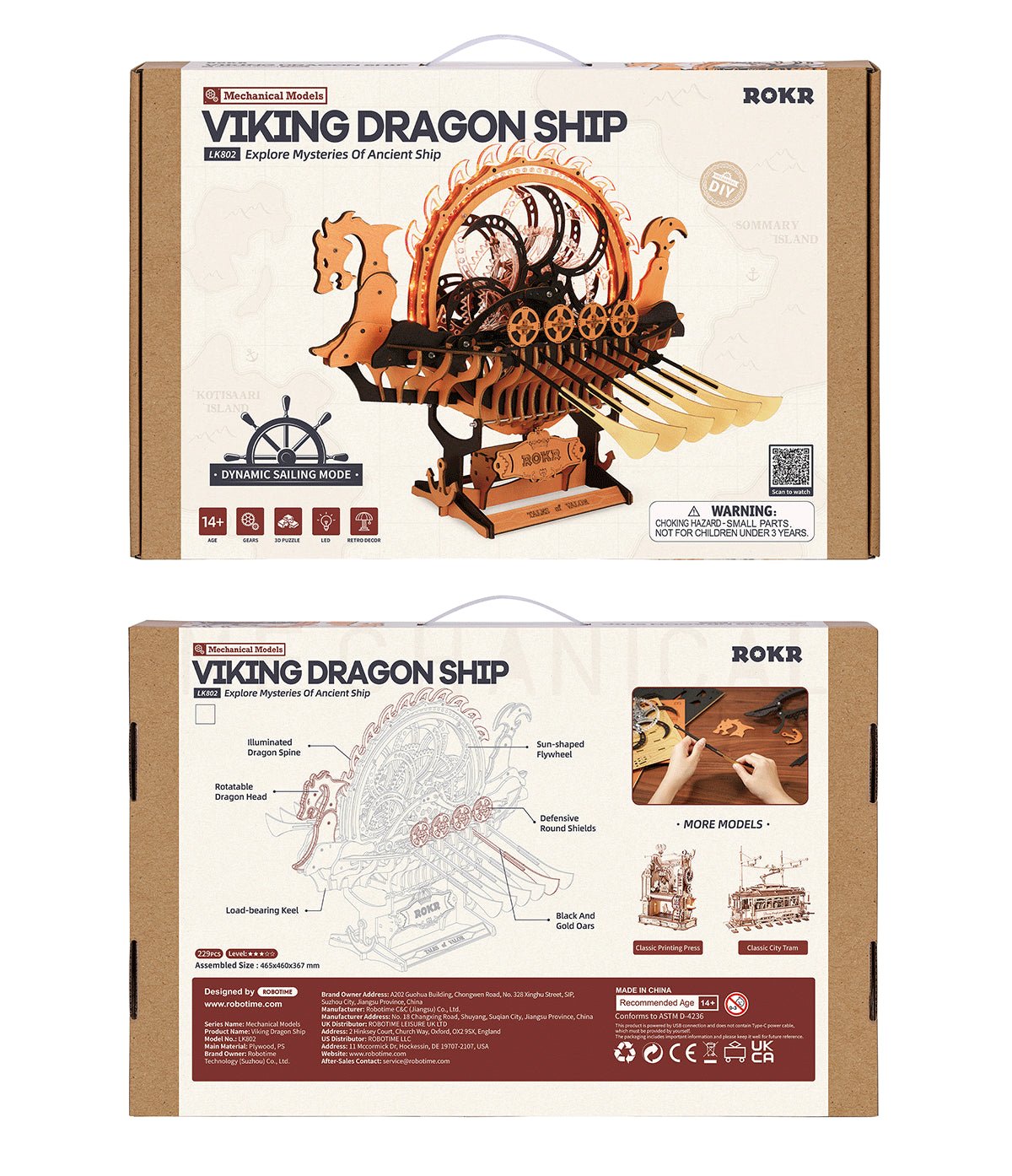 ROKR Viking Dragon Ship LK802 – Mechanical 3D Wooden Puzzle Model in Malta | LAB7