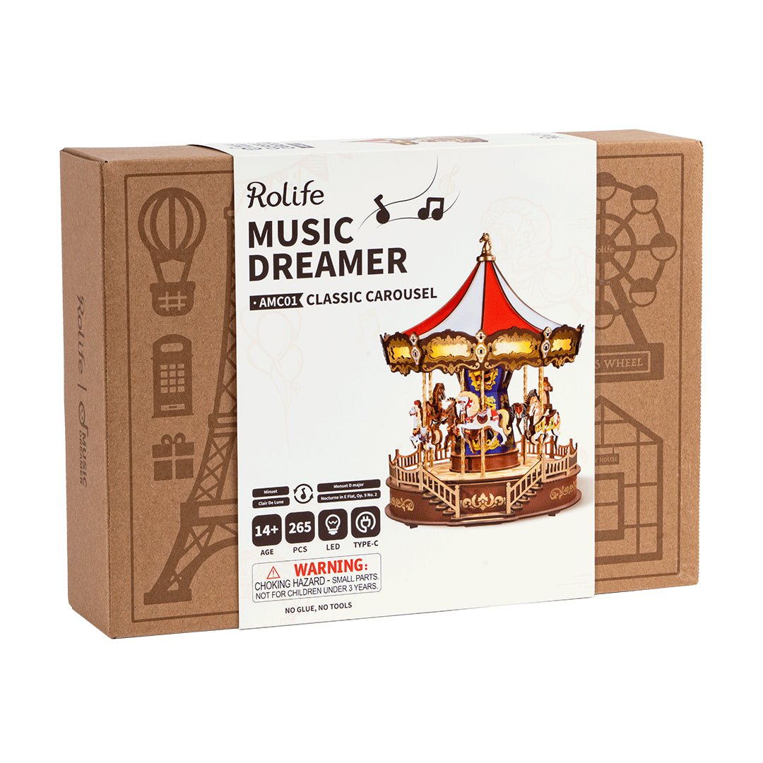 ROLIFE 3D Wooden Puzzles Music Box Classic Carousel by LAB7 Malta, Europe