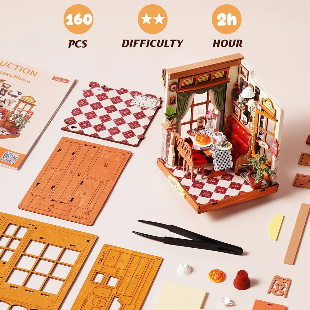 Rolife Champs-Élysées Bistro DS053 – 160-Piece DIY Miniature House Kit