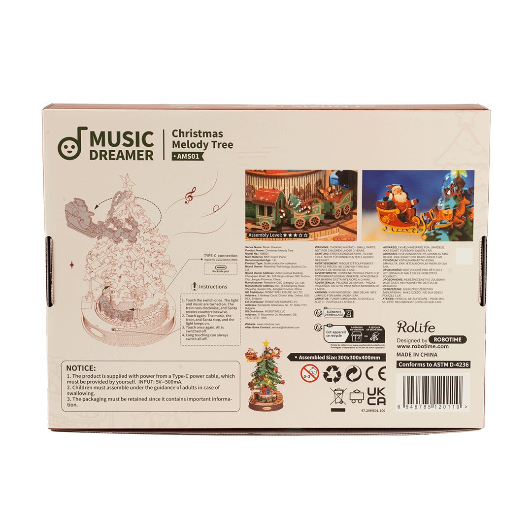 Rolife Christmas Melody Tree Mechanical Music Box 3D Wooden Puzzle AMS01 in Malta | LAB7