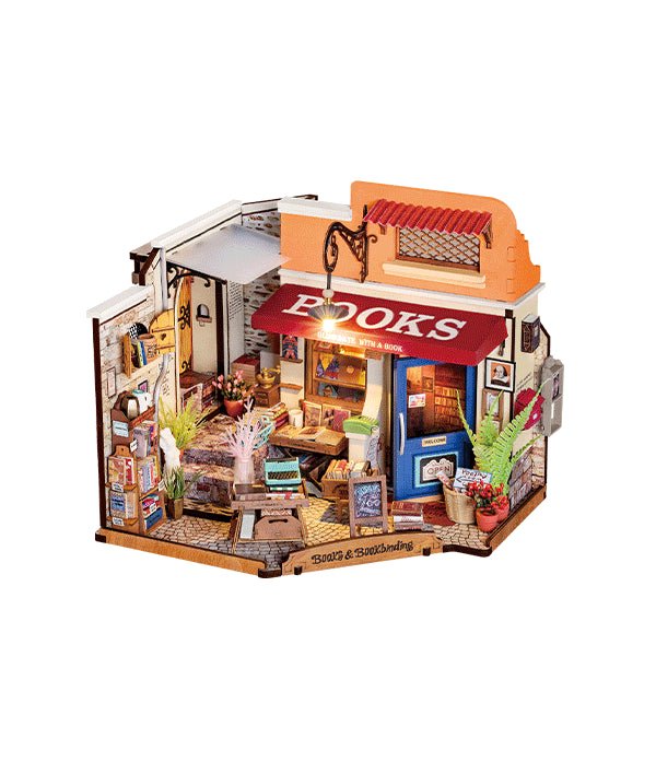 Rolife Corner Bookstore DG164 – DIY Miniature Outdoor Bookshop House in Malta | LAB7