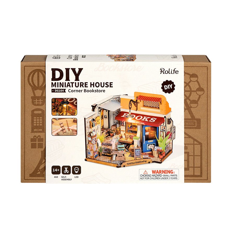Rolife Corner Bookstore DG164 – DIY Miniature Outdoor Bookshop House in Malta | LAB7