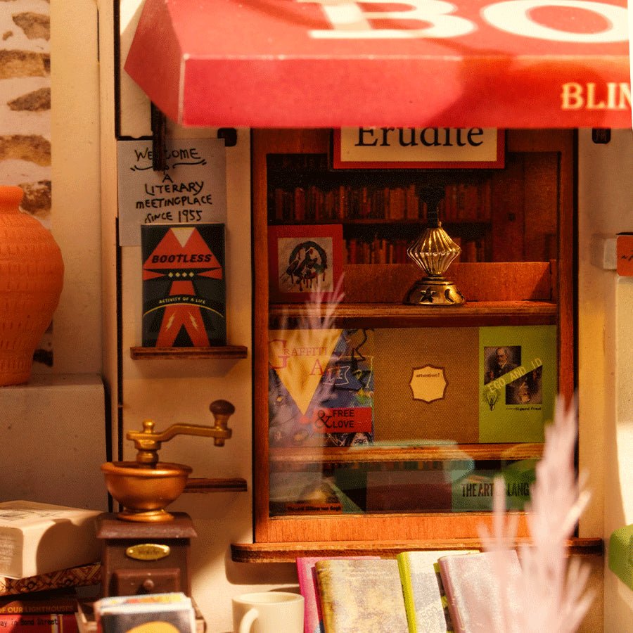 Rolife Corner Bookstore DG164 – DIY Miniature Outdoor Bookshop House in Malta | LAB7