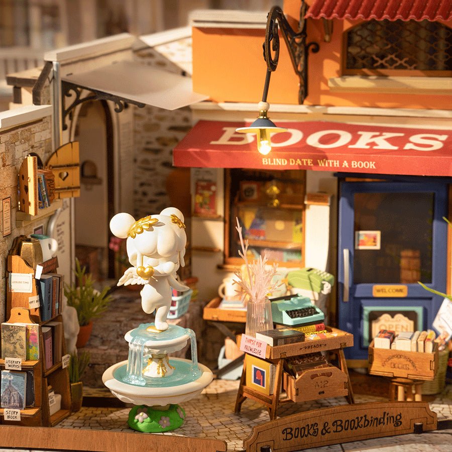 Rolife Corner Bookstore DG164 – DIY Miniature Outdoor Bookshop House in Malta | LAB7