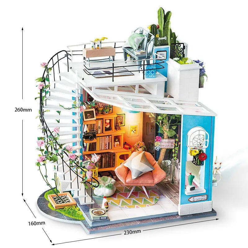 Rolife Dora’s Loft DG12 – DIY Miniature Duplex Apartment Dollhouse Kit in Malta | LAB7