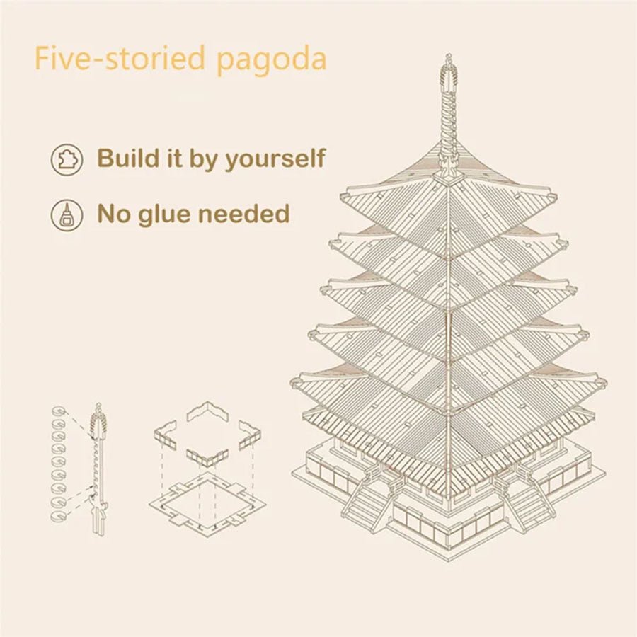 Rolife DIY 3D Wooden Puzzle Five - storied Pagoda TGN02 by LAB7 Malta, Europe