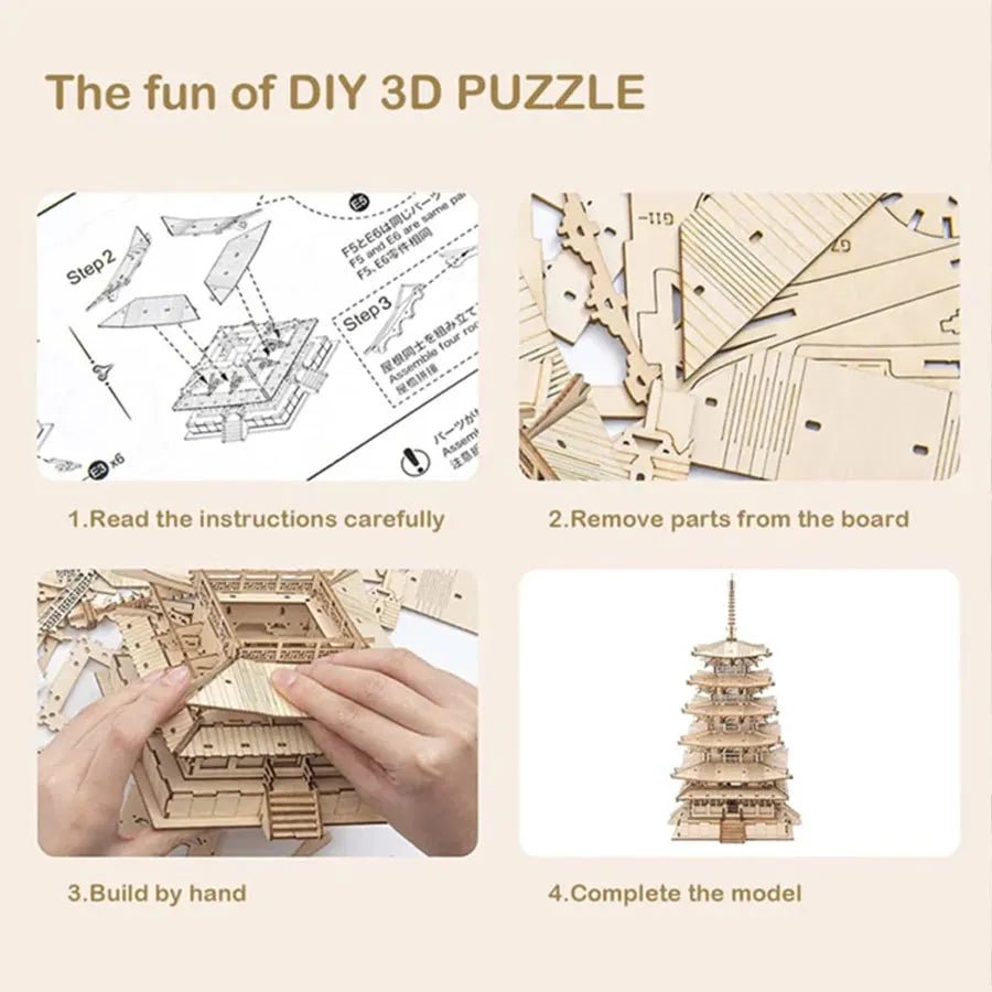 Rolife DIY 3D Wooden Puzzle Five - storied Pagoda TGN02 by LAB7 Malta, Europe