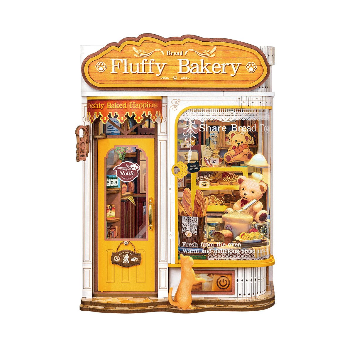 Rolife Fluffy Bakery TGE07 – 277-Piece DIY Book Nook Kit with LED Lighting