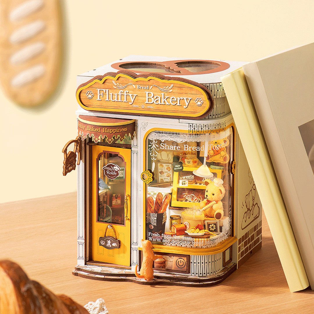 Rolife Fluffy Bakery TGE07 – 277-Piece DIY Book Nook Kit with LED Lighting