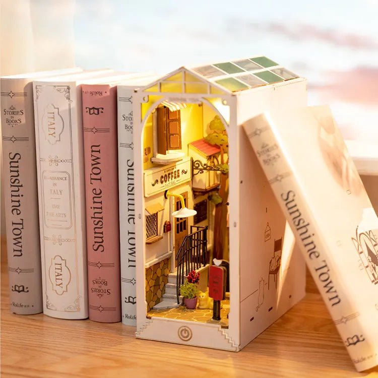 Rolife Sunshine Town TGB02 – DIY Miniature Street Book Nook Shelf Insert Kit in Malta | LAB7