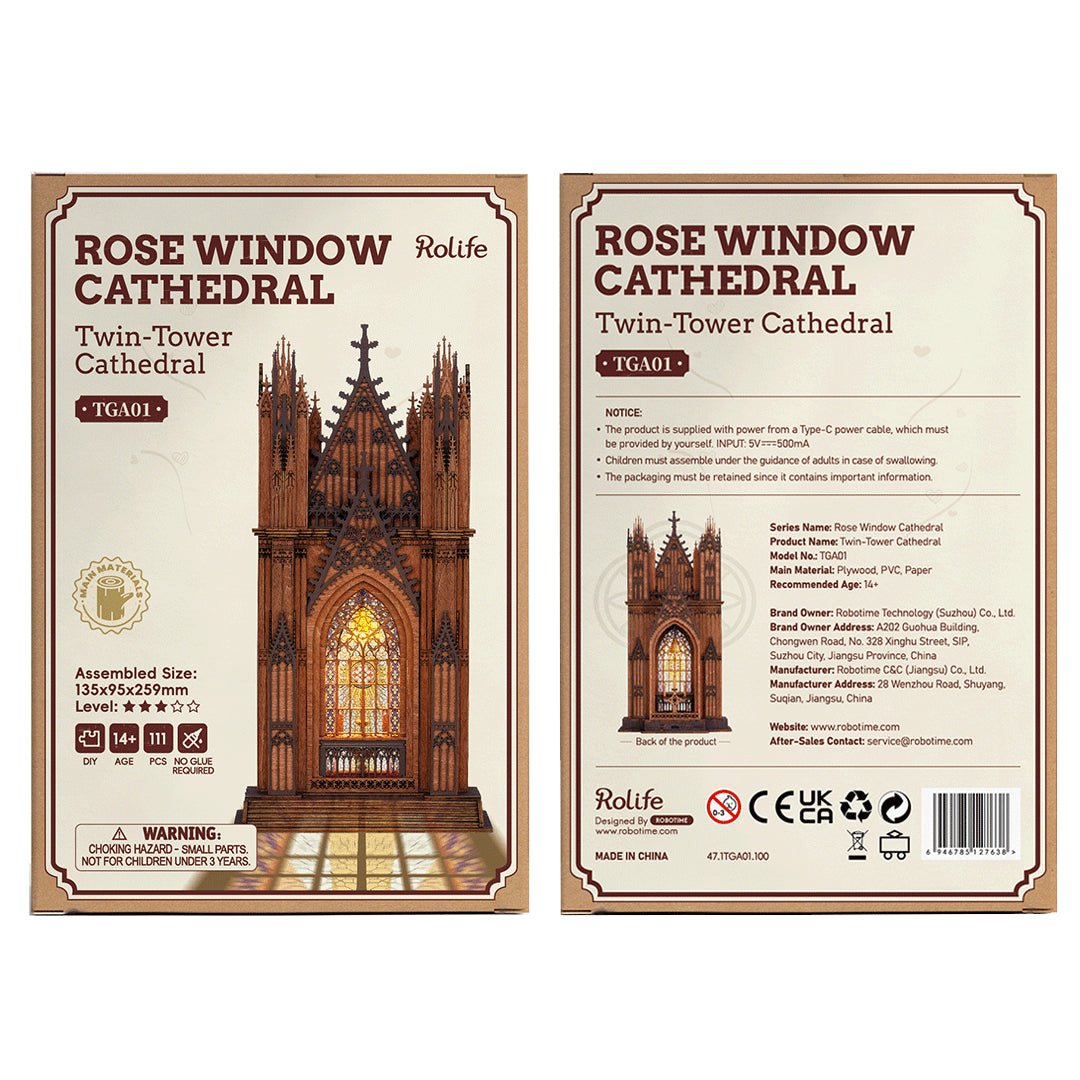 Rolife Twin-Tower Cathedral TGA01 – DIY 3D Wooden Puzzle with Lighting in Malta | LAB7