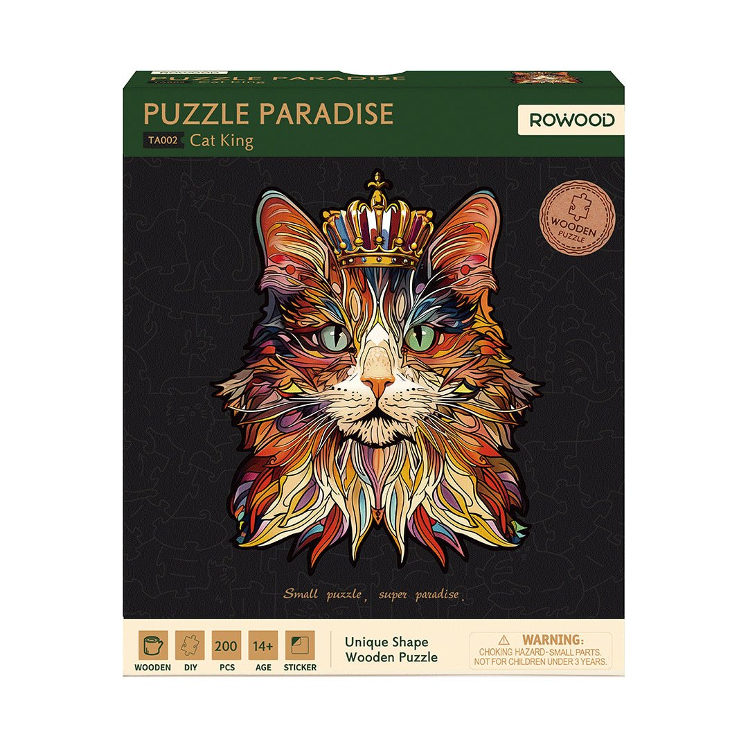 Rowood Cat King TA002 – Wooden Shaped Jigsaw Puzzle by LAB7 Malta, Europe