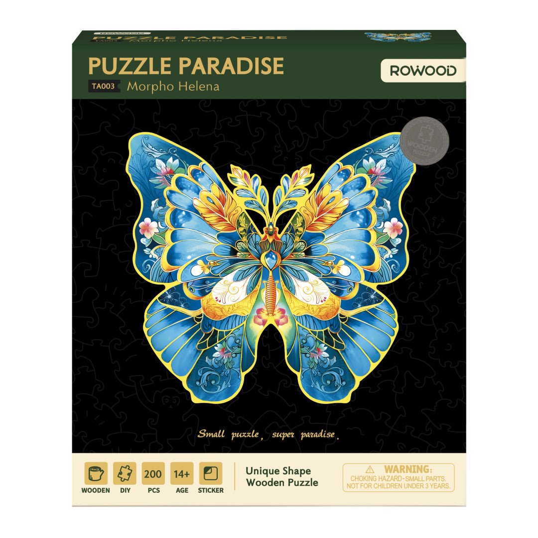 Rowood Wooden Jigsaw Puzzle Morpho Helena Flower TA003 by LAB7 Malta, Europe