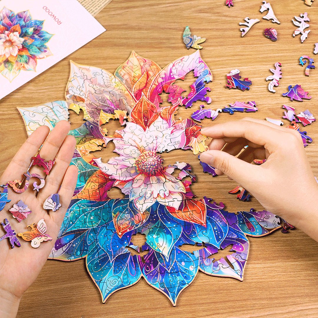 Rowood Mystic Mandala Flower TA001 – Wooden Shaped Jigsaw Puzzle by LAB7 Malta, Europe