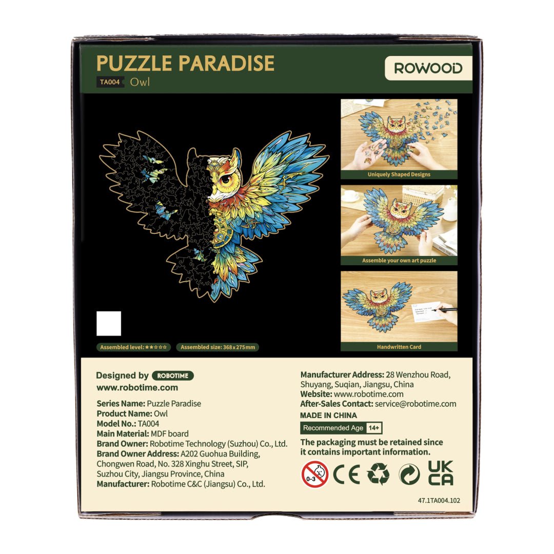 Rowood Wooden Jigsaw Puzzle Owl Flower TA004 by LAB7 Malta, Europe